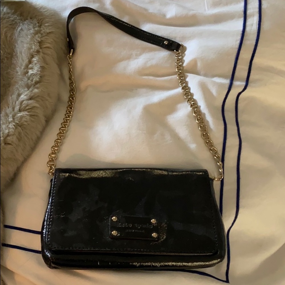 Black patent Kate space clutch/purse